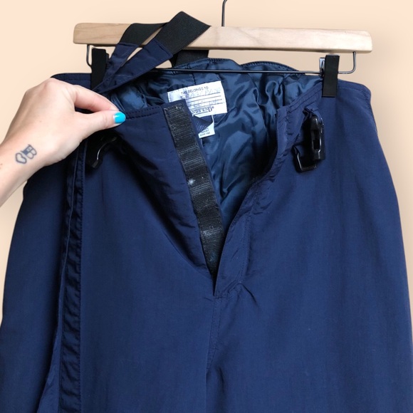 Vintage 90s Lands End Suspender Style Ski Snow Pants Navy Boys Large (14-16) - Picture 5 of 15